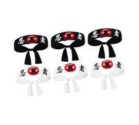 TOYANDONA 6pcs Japanese Samurai Headbands with Ninja Prints for Karate Cooking Sports Durable Stitching Japanese Hachimaki Bandana Tie for Men and Women Kitchen and Martial Arts Accessories