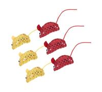 TOYANDONA 6pcs Kitten Cat Chew Mouse for Cats Lightweight Chewable Sequin Cloth 6.68x1.38x0.98in Indoor Pet Mice