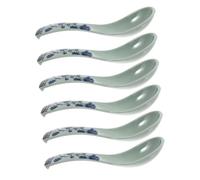 TOYANDONA 6pcs Lightweight Porridge Spoons for Household Use Multipurpose Soup and Dessert Spoons Portable Blue Floral Pattern Cutlery for Breakfast and Ice