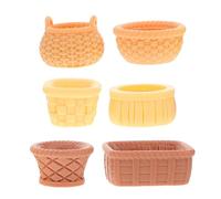 TOYANDONA 6pcs Micro Landscape Ornaments Mini Fruit Basket Resin Craft Tiny Baskets for Dollhouse Accessories DIY Landscaping Fake Food