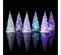 TOYANDONA 6Pcs Mini LED Christmas Tree Light Up Christmas Tree Decor Tabletop Xmas Tree Desktop Ornaments Holiday Party Decoration