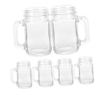 TOYANDONA 6pcs Mini Mason Jar Glass Cups with Handle Small Drinking Beverage Cups for Wine Liquor Party Wedding Banquet Break-Resistant Household Use