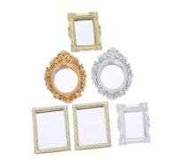 TOYANDONA 6pcs Mini Mirrors Dollhouse Furniture Accessories Antique Style Tiny Wall Mirrors for Bedrooms Bathrooms Living Rooms Miniature Ornate Pretend Play Decor