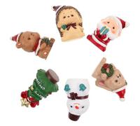 TOYANDONA 6pcs Mini Resin Christmas Figurines with Santa Claus Snowman Tree