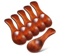 TOYANDONA 6Pcs Mini Spice Spoons Small Wooden Serving Spoons for Kitchen Condiments Ergonomic Design Precise Measuring Reusable Wood Scoops