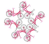 TOYANDONA 6pcs Miniature Pink Doll Bike with Movable Joints Realistic Two Wheel Bicycle Model for Pretend Play and DIY Retro Dollhouse Ornament Vibrant Pink Decor Accessory