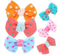 TOYANDONA 6pcs Pet Hair Clips Bowknot Barrette Dot Pattern Set, Cute Bobby Pins for Dog Grooming Accessories, Suitable for Small to Medium Pets, Random Color