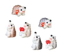 TOYANDONA 6pcs Realistic Mini Hedgehog Figurines Set - Resin Moss Terrarium Garden Ornaments - Tiny Hedgehog Statues for Fairy Garden and Micro Landscape Decor