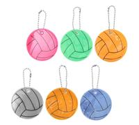 TOYANDONA 6pcs Reflective Volleyball Keychain Set Enhanced Night Visibility Keychains for Team Sports and Party Favors Stylish Backpack Accessories Silver Gold Light Grass Green and Pink