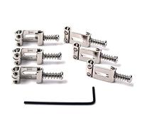 TOYANDONA 6pcs Roller Bridge Tremolo Saddles Wrench Chrome-Plated Replacement for Electric Guitar Fits Popular Guitar Models Includes Screws and Springs (Silver)