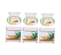 TOYANDONA 6pcs Scale Mini Fish Tank Realistic Goldfish and Koi Bowls for Dollhouse and Fairy Garden Decor Space-saving Compact Design for Desktop Display and Collectors Random Color