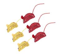 TOYANDONA 6pcs Sequin Cat Mouse Toys Soft Chew Toys for Indoor Cats Interactive and Engaging Kitten Play Supplies Red Yellow Mice to Promote Active Play and Healthy Chewing