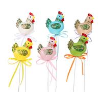 TOYANDONA 6Pcs Simulated animal cuttings easter picks for wreaths easter decoration Spring Plant Picks Sticks floral animal twig Easter animal figurine Eggs Stems Plastic material painted