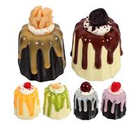TOYANDONA 6Pcs Simulation Cake Models Set, Small Artificial Dessert Decorations for Home Display and Photography, Lightweight Cake Props for Coffee Table and Party Decor