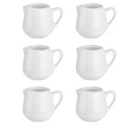TOYANDONA 6Pcs Small Milk Jug - White Ceramic Milk Jug with Handle, Sauce Pots, Mini Tea Pot, Gravy and Coffee Cups for Home Kitchen Office Coffee Bar (110 ml/3.9oz)