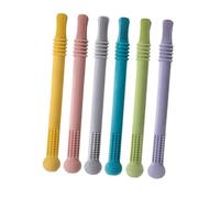 TOYANDONA 6Pcs Teething Straw Hollow Soft Chewable Sticks for Teething Relief Food-Grade Safe Material Easy Grip for Newborns Random Color