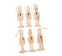 TOYANDONA 6pcs Unpainted Wood Nutcracker Soldiers DIY Christmas Decor Paintable Wooden Puppets for Holiday Crafting and Traditional Festive Home Decorations
