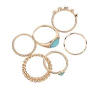 TOYANDONA 6pcs Vintage Turquoise Gemstone Ring Set for Women Boho Retro Costume Rings Comfortable Stackable Cocktail Jewelry with Timeless Design and Versatile Layering Options