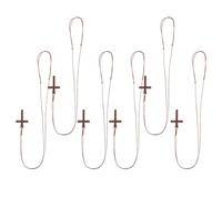 TOYANDONA 6Pcs Wooden Cross Necklace Set with Catholic Crucifix Pendant, Unisex Christian Jewelry for Baptism and Church Prayer, Wooden Religion Prayer Necklace for Men and Women