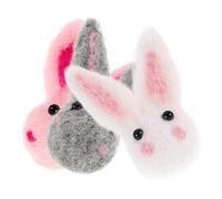 TOYANDONA 6pcs Wool Felt Bunny Dolls Set Cute 3d Flocked Rabbit Figures Soft Diy Easter Decor for Clothes Bags Party Accessories White Pink Gray