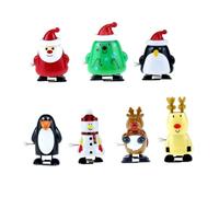 TOYANDONA 7pcs Christmas Wind Up for Santa Claus Elk Penguin Snowman Clockwork Figures Abs Plastic Walking for Xmas Party Favors and Crawling Gifts