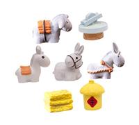 TOYANDONA 7Pcs Mini Resin Donkey Figurines Vintage Style Miniature Garden Ornaments for Bonsai Flowerpot Decor DIY Moss Micro Landscape Decoration