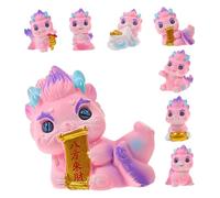 TOYANDONA 7Pcs Mini Resin Dragon Figurines Zodiac Decor for Dollhouse Landscape Creative Dragon