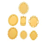 TOYANDONA 7pcs Tiny Vintage Picture Frames Mini Ornate Baroque Craft Frames for Dollhouse Decoration Tabletop Display and Wall Mount Victorian Style Golden