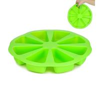 TOYANDONA 8 Cavity Silicone Cake Moulds - Round Triangle Pizza Slices Quiches Mould, Reusable Heat Resistant DIY Silicone Cake Pan for Baking, Bread, Muffin(Green)