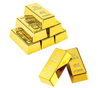 TOYANDONA 8 Pack Fake Gold Bars, Glittering Gold Brick Decorations, Movie Prop, Pirate Party Favors, Halloween Gifts