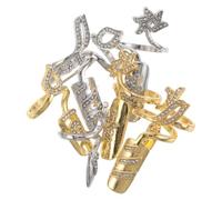 TOYANDONA 8Pcs Alloy Fingertip Nail Rings for Women - Rhinestone Nail Art Accessories Set - Manicure Jewelry Charms for Party, Holiday, and Dress Up