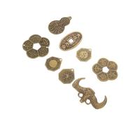 TOYANDONA 8pcs Brass Feng Shui Coins for Divination Ancient Chinese Luck Coins with Auspicious Symbols for Wealth Peace and Cultural Decoration