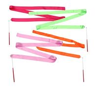 TOYANDONA 8pcs Colorful Gymnastics Ribbons Twirling Dancing Streamers for Artistic Gymnastics Dance Training Circus Skills Marching Band Pink Rosy Green