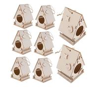 TOYANDONA 8PCS DIY Wooden Bird House Kit Unfinished Hanging Birdhouse with Smooth Surface for Painting and Crafting Educational Bird Nest Project to Inspire Creativity and Nature Awareness