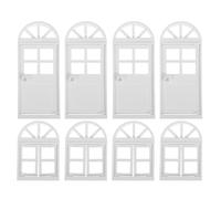 TOYANDONA 8pcs Dollhouse Windows: Miniature Plastic Door Mini Window Frame for DIY Dollhouse or Model Town Accessory Mini House Decoration Supplies White