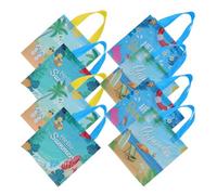 TOYANDONA 8Pcs Hawaiian Summer Beach Tote Bags Set with Handles Nonwoven Fabric Foldable Shopping Bags 23X22X11Cm Tropical Party Favor and Grocery Carry for Holiday Use