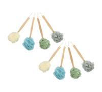 TOYANDONA 8Pcs Long Handle Bath Back Scrubber Brush Set Nylon Exfoliating Body Wash Brush for Shower for Men and Women Multi-Color Cleaning Balls for Deep Skin Exfoliation