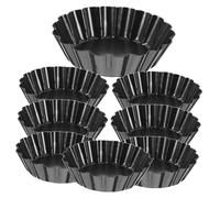 TOYANDONA 8pcs Mini Molds Carbon Steel Removable Bottom Tart Pans Non-Stick Baking Tray for Egg Tarts Pies Cupcakes Home Kitchen Bakery Use