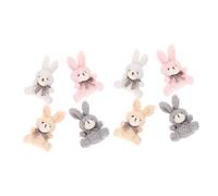 TOYANDONA 8pcs Mini Plush Bunny Keychain with Bowtie Cute Rabbit Pendant Decoration for Handbag Easter Egg Fillers and Festive Ornament in Pink White Gray Brown