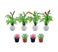 TOYANDONA 8PCS Miniature Dollhouse Bonsai Plants Artificial Mini Potted Succulent Flowers for Micro Landscape Decoration Compact Garden Ornaments for Shelves Desktops Windowsills Gift for