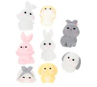 TOYANDONA 8pcs Miniature Rabbit Figurines Garden Ornament Bright Resin Bunny Crafts for DIY Terrarium Dollhouse Easter Decorations Lawn Scene Adornment