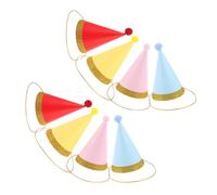 TOYANDONA 8pcs Pet Birthday Party Hats for Dogs and Cats Fun Cone Caps with Pom Poms Lightweight and Unique Design for Pet Celebrations and Holiday Events