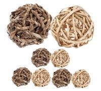 TOYANDONA 8pcs Small Animals Chew Balls Set for Rabbits Guinea Pigs Hamsters - Handmade Straw and Peeled Willow Balls for Teeth Grinding and Boredom Relief