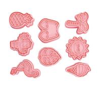 TOYANDONA 8Pcs Summer Beach Cookie Molds with Flamingo Palm Leaf Designs Decorative Biscuit Cutters for DIY Baking Supplies and Pastry Crafts at Home