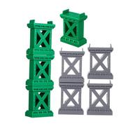TOYANDONA 8Pcs Train Bridge Support Risers for Model Railway Track Accessories DIY Railway Pier Stable Riser with Stackable Grey and Green for Scenic Train Layouts
