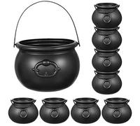 TOYANDONA 9 Pieces Black Cauldron Plastic Candy Cauldron Kettles Halloween Candy Bucket for Kids (1 Large, 8 Medium)
