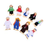 TOYANDONA 9pcs Bendable Wooden Dollhouse People Set with Movable Joints Miniature Family Figures for Role Play Educational Pretend Play to Boost Imagination and Fine Motor Skills
