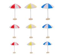 TOYANDONA 9pcs Mini Beach Umbrella: Small Models Patio Shade - Decorative Dollhouse Furniture - Miniature Garden Figurines for Bonsai Tabletop Displays