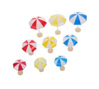 TOYANDONA 9pcs Miniature Beach Umbrella for Dollhouse Patio Scenes Plastic Mini Parasols in Red Yellow Blue Creative Accessories for Mini Landscaping and Outdoor Decor