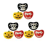 TOYANDONA 9pcs Silicone Pacifier Funny Pumpkin Skeleton Teething Toys for Newborns Ergonomic Design for Soothing Biting Halloween